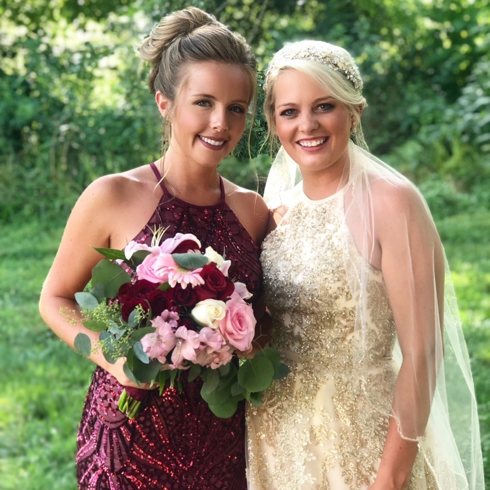 Elegant Burgundy Sequin Gown